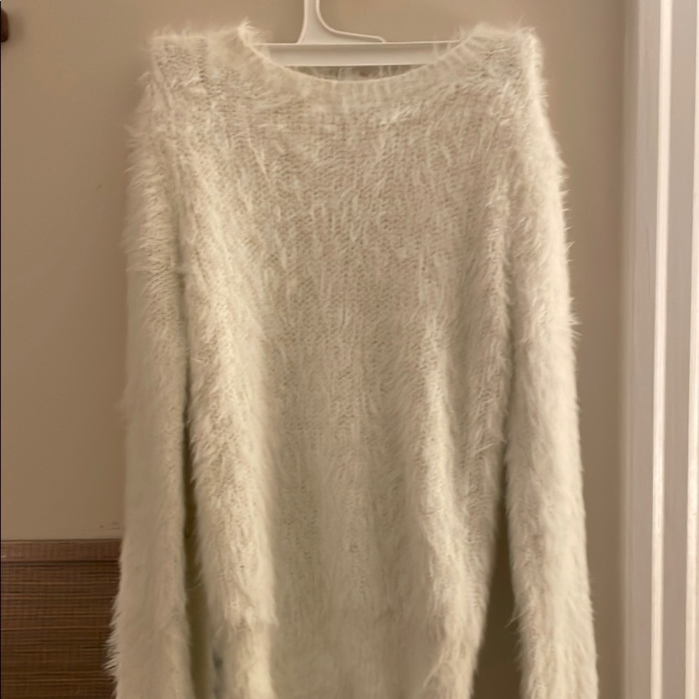 Cozy White Fuzzy Sweater